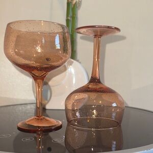 Amber Bubble Wine Glass Pair